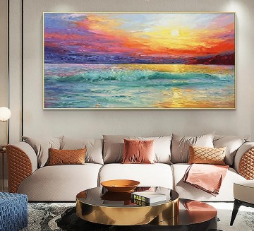 Art texture œuvres - Abstrait Lever du soleil Océan Plage art décoration murale texture de bord de mer
